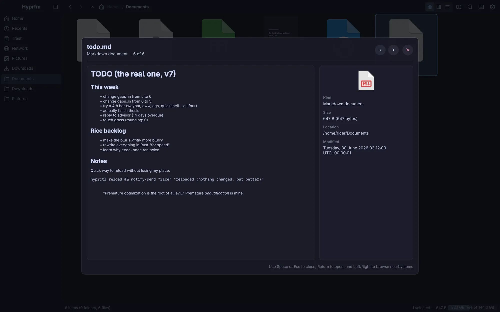 Quick preview: Markdown, todo.md
